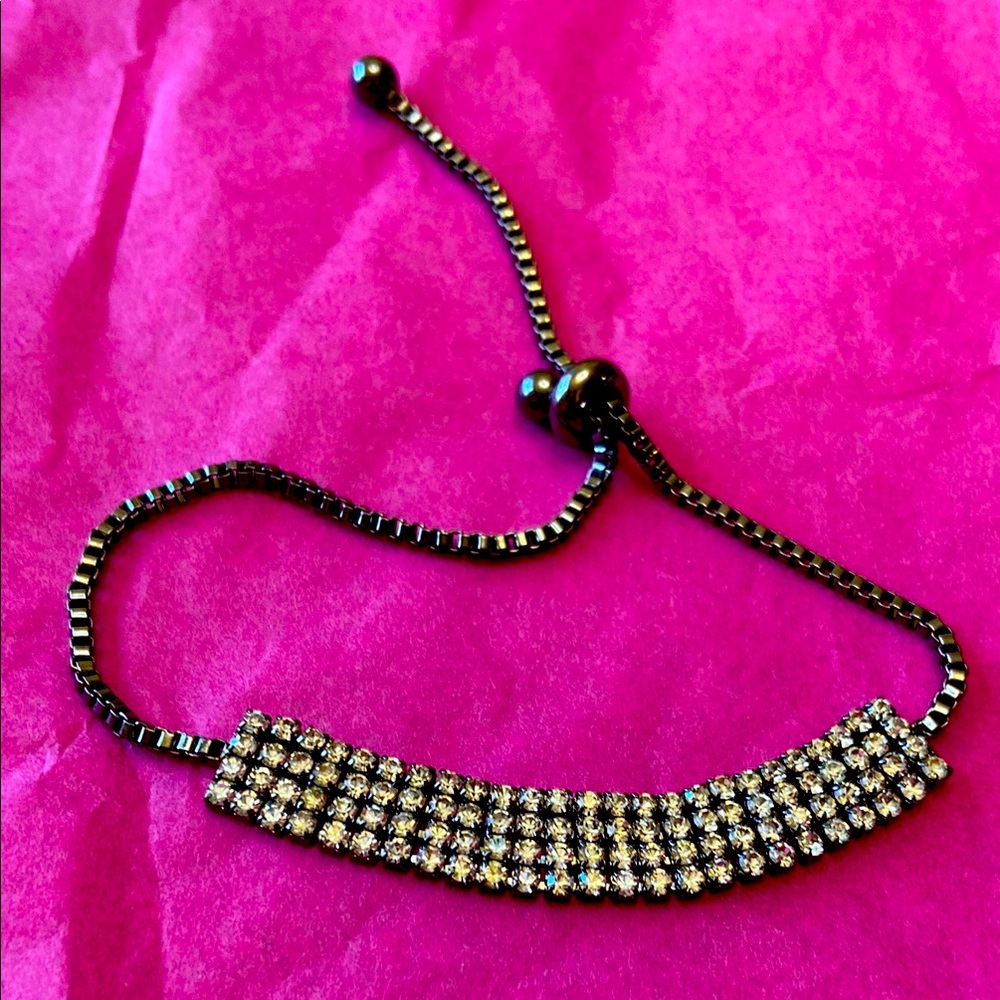 Black and Silver Adjustable Bracelet bead ball closure